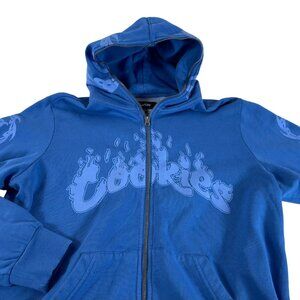 Cookies Slow Burn Pullover Hoodie Jacket Mens Large Blue Logo Puff 420